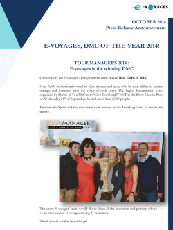 E-VOYAGES, DMC OF THE YEAR 2014!