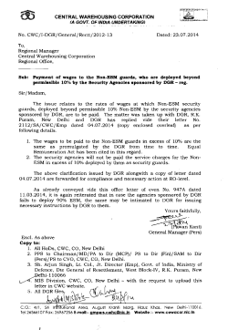 Payment of wages to the Non-ESM guard, who are deployed