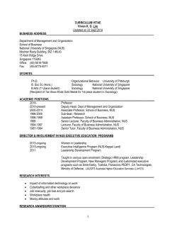 CURRICULUM VITAE Vivien K. G. Lim Updated on 23 Sept 2014
