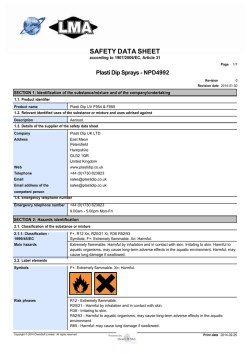 Plasti Dip Spray Material Safety Data Sheet