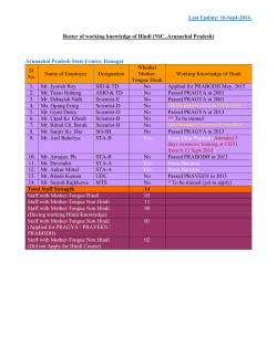 Hindi Roster - the official website of NIC, Arunachal Pradesh