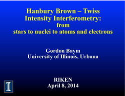 Hanbury Brown – Twiss Intensity Interferometry: