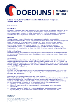 Health, Safety and Environmental (HSE) Statement Doedijns