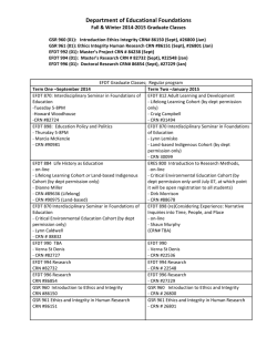 Graduate Classes Fall and Winter 2014