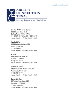 Greater DFW Service Center 8802 Harry Hines Blvd. Dallas, Texas