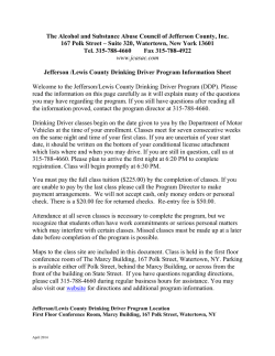 Jefferson/Lewis County Drinking Driver Program Info Sheet