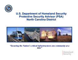 U.S. Department of Homeland Security Protective Security Advisor