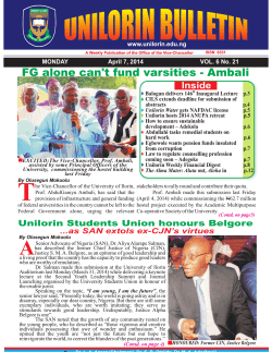 Unilorin Bulletin 7th April 2014-Download Version