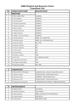 AiMS Hospital And Research Center Consultant List