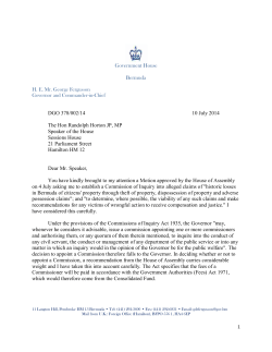 Government House Bermuda DGO 378/002/14 10 July 2014 The