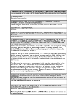 Pre-Admission Announcement