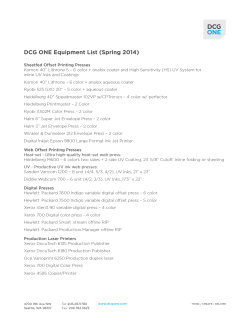 DCG ONE Equipment List (Spring 2014)