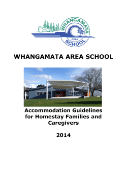 Whangamata Area School Accommodation Guidelines for Homestay
