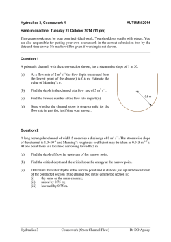 Hydraulics 3, Coursework 1 (Open