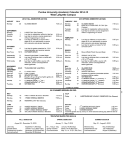 Purdue 2014-15 Academic Calendar