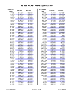 45 and 90 Day Year Long Calendar