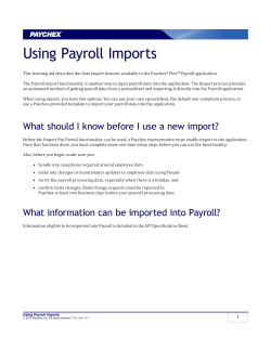 Using Payroll Imports - Paychex Time and Attendance Client Training