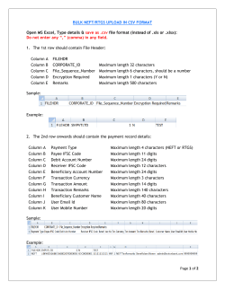 Page 1 of 2 BULK NEFT/RTGS UPLOAD IN CSV FORMAT Open MS