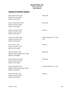 Board Order List - Texas State Board of Dental Examiners