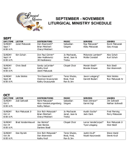 Sept-Nov 2014 Liturgical Schedule