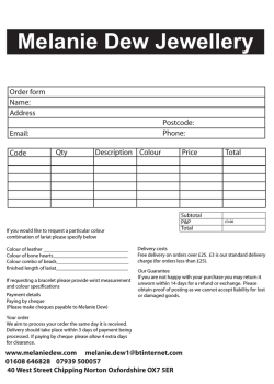 Jewellery Order form - Melanie Dew Jewellery