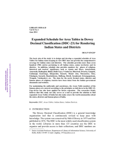 Expanded Schedule for Area Tables in Dewey Decimal Classification