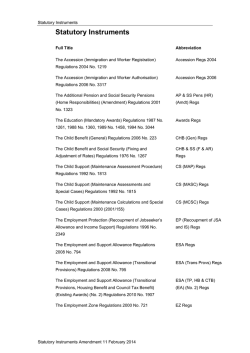 DMG abbreviations for statutory instruments