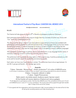 International Festival of Pop Music CANZONI DAL MONDO 2014