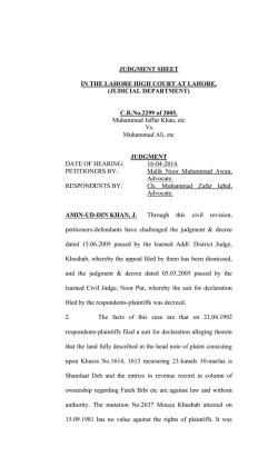 JUDGMENT SHEET - Lahore High Court