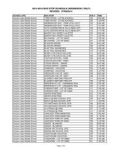 2014-2015 bus stop schedule (wednesday only)