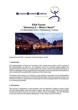 EAA Forum: &ldquo;Solvency II &ndash; Preparatory Phase Ahead&rdquo;