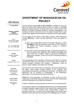 DIVESTMENT OF MADAGASCAN OIL PROJECT