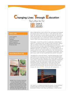 OCPS CTE: Changing Lives Through Education Newsletter