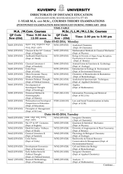 Master Degree Time Table