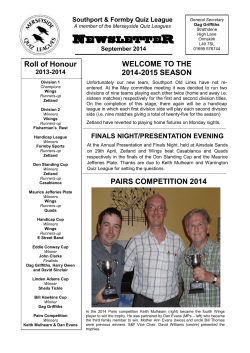 September Newsletter - Southport and Formby Quiz League