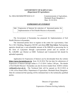 GOVERNMENT OF KARNATAKA (Department Of Agriculture) No