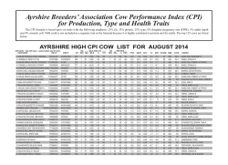 High Cow Performance Index List (August 2014)