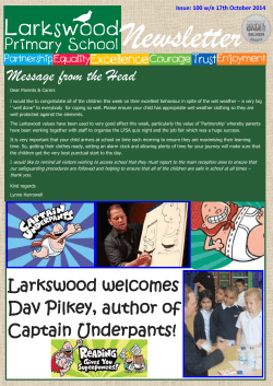 Message from the Head Larkswood welcomes Dav Pilkey, author of