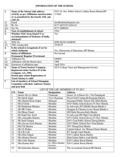 INFORMATION OF THE SCHOOL 1. Name of the School with address