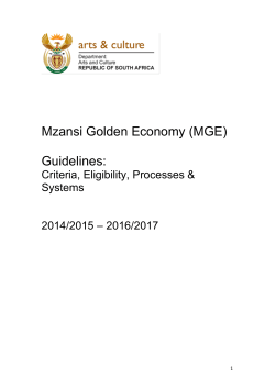 Mzansi Golden Economy (MGE) Guidelines: