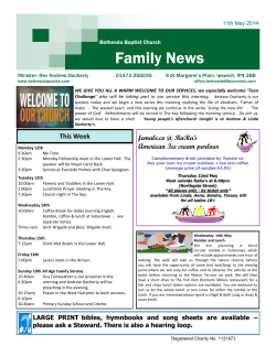 Family News - Bethesda Baptist Church Ipswich