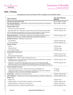 HSA 1 Premier - Prominence Health Plan