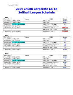 Chubb Co-ed Softball League 2004 Schedule
