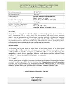 JOB NOTIFICATION FOR GRAMEEN DAK SEVAK AT
