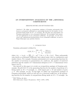 AN OVERPARTITION ANALOGUE OF THE q-BINOMIAL
