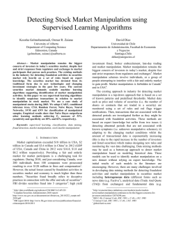 Detecting Stock Market Manipulation using Supervised Learning