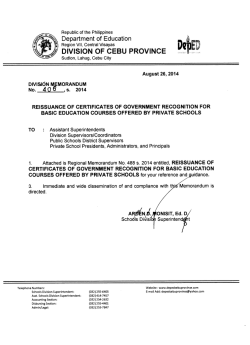 Memo No. 406, S. 2014