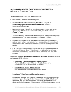 CWG Selection Criteria Yukon 2015