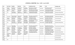 LITURGICAL MINISTRIES Nov. 1, 2014 – Jan. 25, 2015