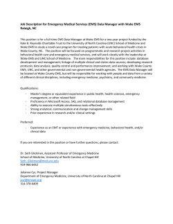 Job Description for Emergency Medical Services (EMS) Data